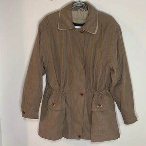 Innovations by Izzie Taupe Microfiber Utility Jacket Drawstring Waist Barn Coat